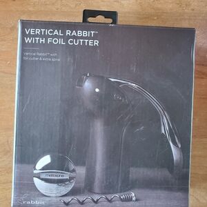 Vertical Rabbit Wine Opener with Foil Cutter - Black